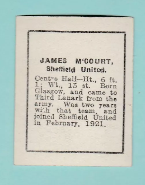 FUSSBALL - D.C. THOMSON - J. McCOURT OF SHEFFIELD UNITED - 1923 2