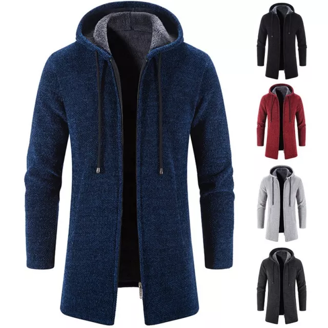 Mens Thick Warm Fleece Lined Hoodie Winter Zip Up Coat Jacket Sweatshirt Tops