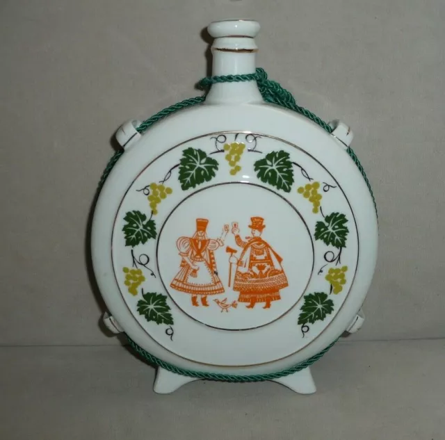 Vintage Hollohaza Hungarian Hand Painted Flask Esztergom Rare