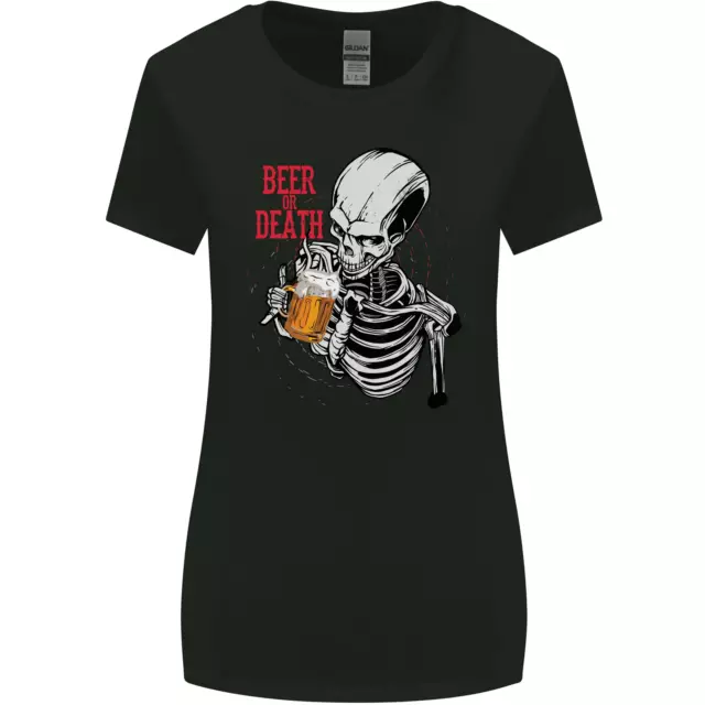 T-shirt donna Beer or Death Skull divertente alcol taglio più largo