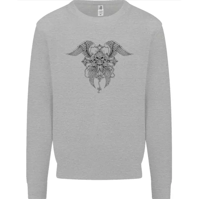 Cross Skull Wings Gothic Biker Heavy Metal Mens Sweatshirt Jumper