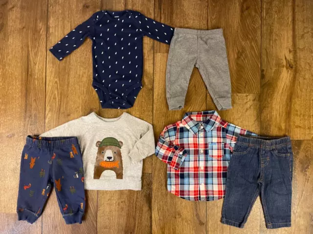 Carters Baby Boy 6 Mo Shirts Bodysuits Pants Clothes Fall Winter Lot Bear Bundle