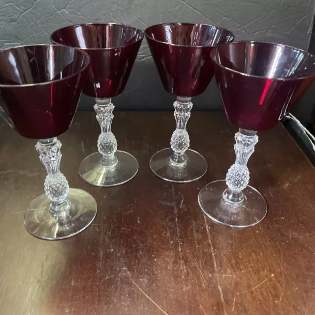 vintage morgantown plantation ruby red martini cocktail glass set 4 glasses