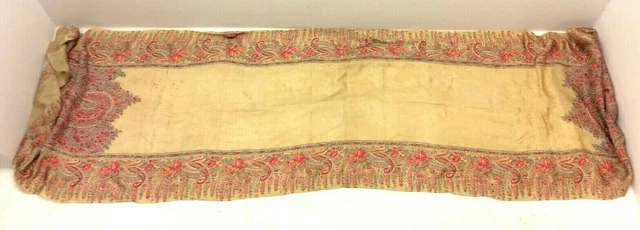 Antique Old Vanity Silk Dresser Cover Floral Design Textile Fabric Runner Estate