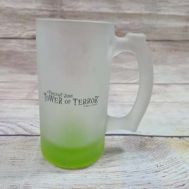 Disney Twilight Zone Tower Of Terror Frosted Beer Mug Glass Green Souvenir