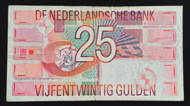 AC20- The Netherlands 1999 banknote 25 Gulden P-100 VF