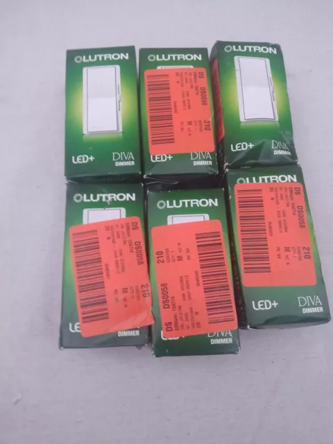 6 Lutron DVCL-153PR-WH Diva 120V Single Location or 3-Way CFL-