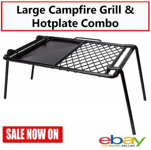 Large Camping Grill and Hotplate BBQ Barbeque Campfire Camp Fire Grill Hot Plate