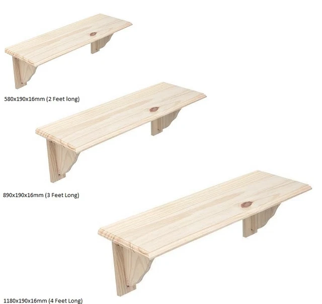 NATURAL WOOD WOODEN Shelf Storage Unit Stand Kit & Fittings Wall