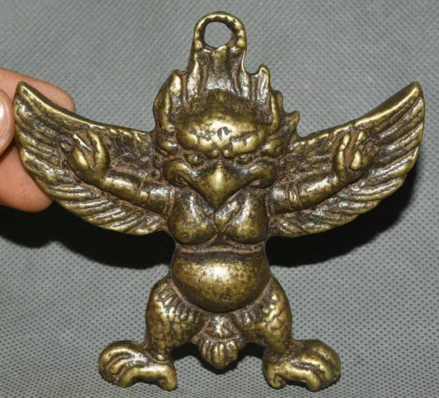 Antike alte Tibet Bronze Redpoll Winged Garuda Bird Eagle Buddha Wandbehang