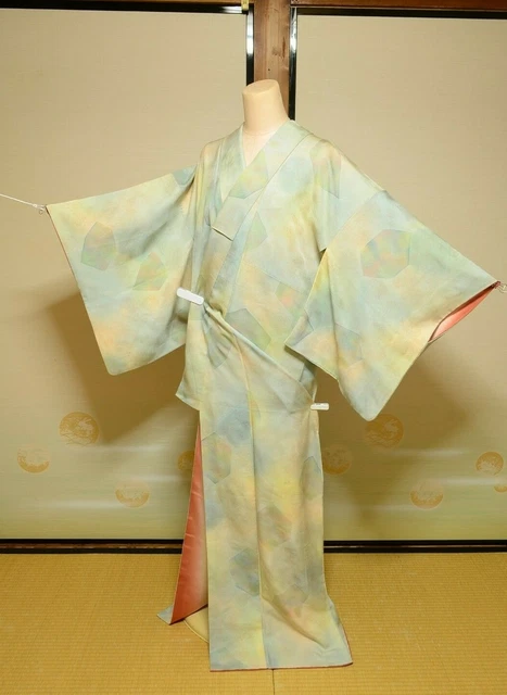 (with Flaws) Kimono Komon Silk Women Japanese vintage Robe 158cm 1058