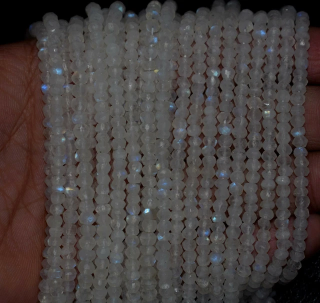 Blau Regenbogen Mondstein Edelstein 32 CM Lose Strand Schnitt 4-5 MM Rund Perlen