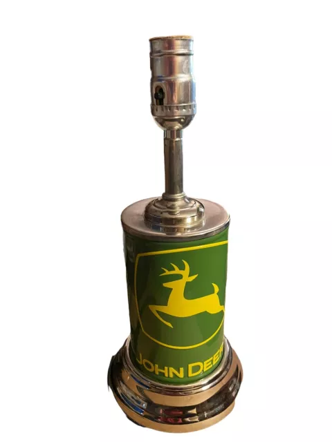 John Deere Green Tin Can Table Lamp Preowned Tested Without Shade.