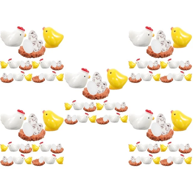 5 Sets mini chicken statue Miniature Chick Family Micro Garden Animal Figurine