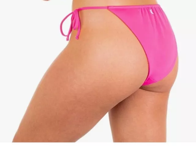 Hurley  Slider Tie Side Cheeky Bikini Bottoms Hot Pink Size Large.