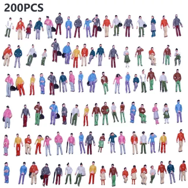 200pcs Model Trains 1:200 Painted Figures Z Scale Gauge People Multicolor