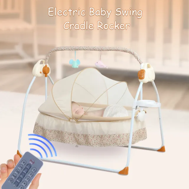 Bluetooth Electric Rocker Baby Swing Crib Outdoor Cot Bed Infant Cradle Bassinet