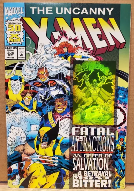Uncanny X-Men 304 Magneto Hologram Cover Lobdell John Romita Jr 1993 Marvel
