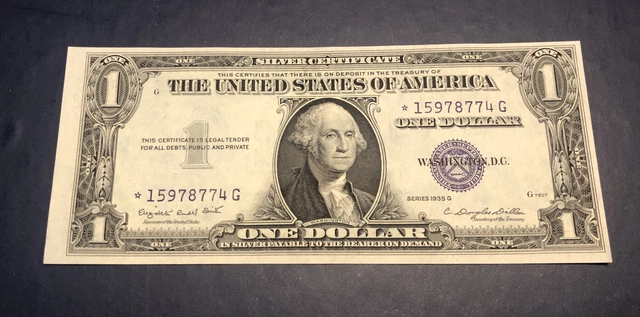 1935G One Dollar Silver Certificate $1 Bill, Star Note