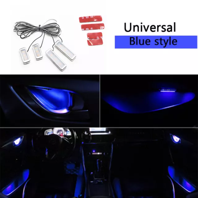 4x Blue Car Door Bowl Handle LED Ambient Atmosphere Light Interior Lamp Decor BD