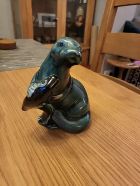 Poole Pottery blue otter with fish. Marked. Lovely condition, very cute.