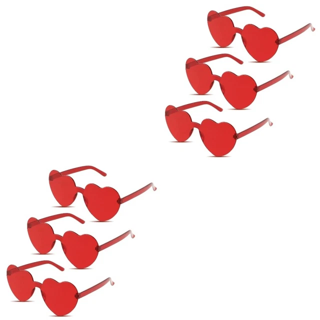 6 pcs Hawaiian lunettes de Soleil Rouge Coeur lunettes de Soleil