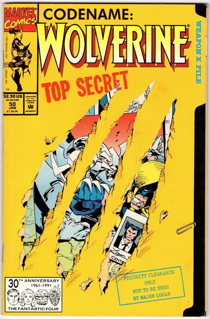 Codename: Wolverine Top Secret #50 Jan 1992 Marvel Comics Die Cut Cover