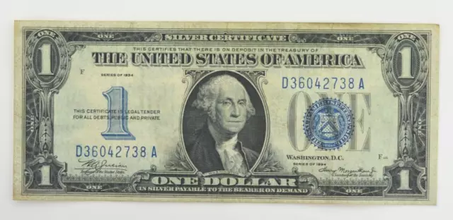 1934 $1 Silver Certificate Funny Back Note