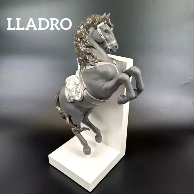 Lladro Horse Dark Grey 13in Figurine Leap Black Horse Glossy Mane and Tail Rare