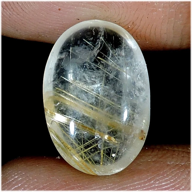 8.00 Cts Naturel Or Aiguille Rutile Quartz Ovale Cabochon Desseré Gemme h785