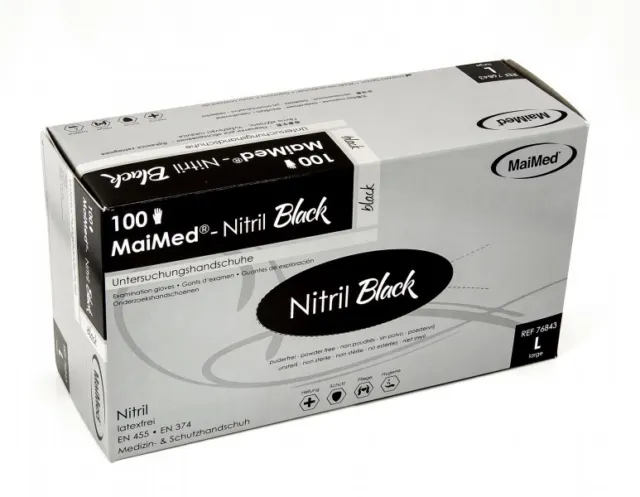 500 Nitrilhandschuhe MaiMed BLACK Nitril puderfrei L Einweghandschuhe schwarz