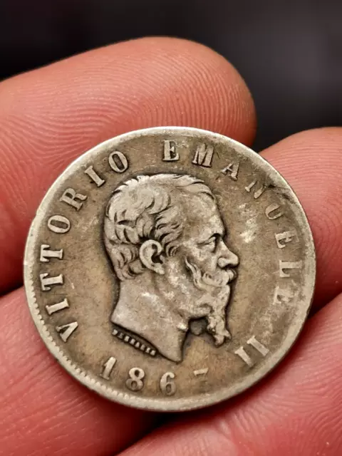 Italie, 2 Lire argent Vittorio Emanuele II 1863 N BN ! 9,38 g