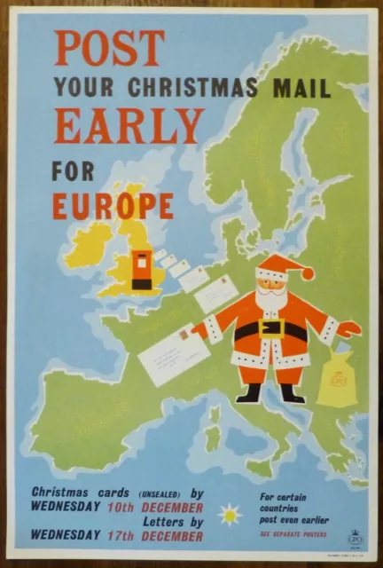 1950's GPO Public Information Poster P.R.D. 993 - POST CHRISTMAS MAIL EARLY….