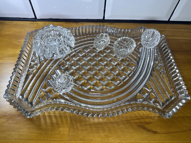 CUT GLASS VINTAGE Crystal Vanity / Dressing Table Set consisting of 6  Pieces 25.00 - PicClick UK