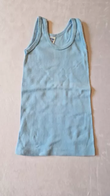 Gilet vintage anni '70 ragazzo -4-5 anni - cotone blu aderente stock morto KB41,