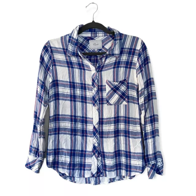 Rails Blue White Raspberry Hunter Plaid Button Down Shirt Small