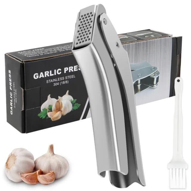 Garlic Press Stainless Steel Garlic Mincer  Garlic Crusher with Ergonomic-Handle