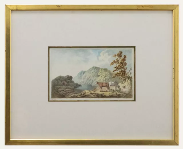 George Ely  - Early 19th Century Watercolour, Cattle in the Mountains