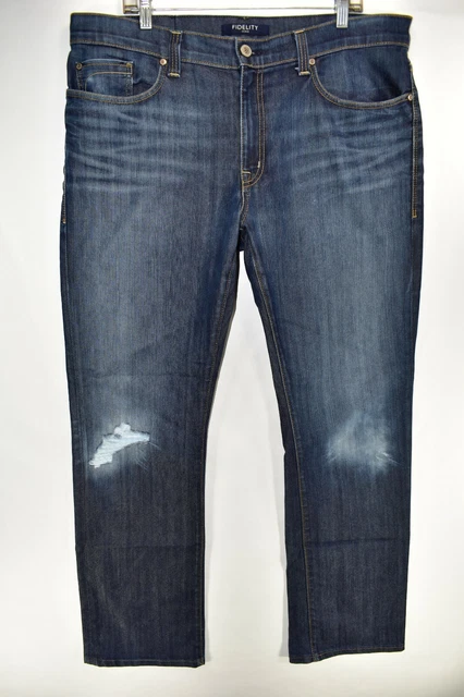 Fidelity Denim 50-11 Calvary Relaxed Jeans Size 38 Meas 39x34 Distressed