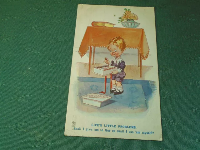 Ww1 1916 Comic Postcard - Lifes Little Problems - Chocolates !