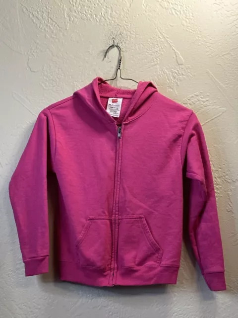 Hanes  EcoSmart Youth M Pink Zip Up Sweatshirt Zip Up Hoodie Girls Kids