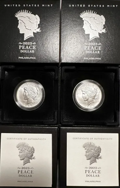 (2 Count) 2023 Peace Silver Dollar Uncirculated Coins (23XH)