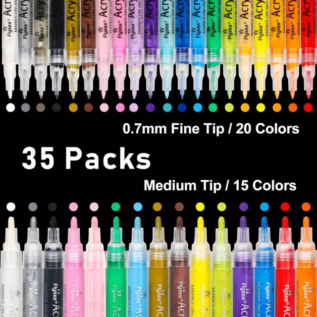 Betem 24 Colors Dual Tip Acrylic Paint Pens Markers Premium