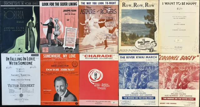 Vintage Sheet Music from Musicals and Movies - Lot of 10