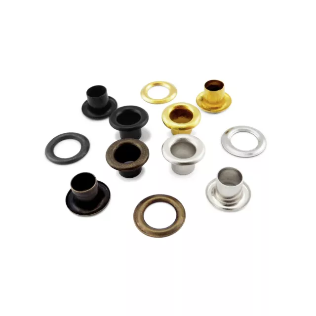 3 mm or 4 mm Steel Eyelets with Washers in silver, black, gold, antique brass