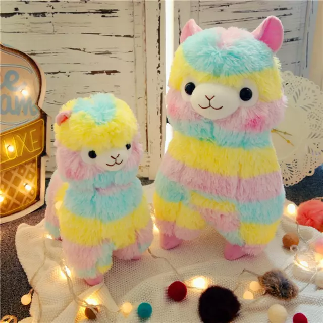 25Cm Kawaii Rainbow Alpaca Plush Toys Soft Stuffed Sheep Peluches Cute Animal