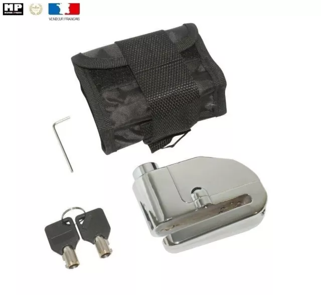 ANTIVOL Bloque Disque CADENA Avec ALARME Moto Scooter Quad Livré