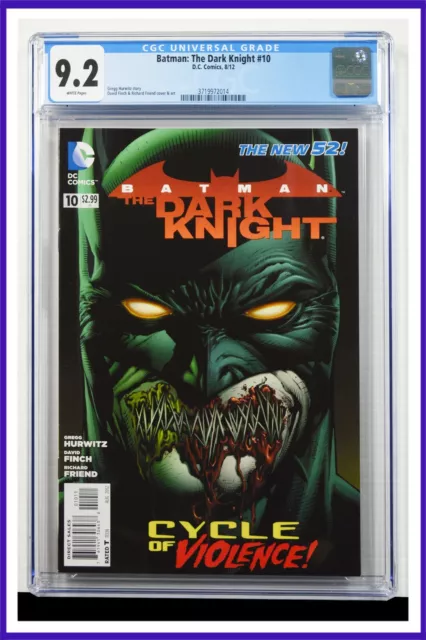 Batman The Dark Knight #10 CGC Graded 9.2 DC August 2012 White Pages Comic Book.