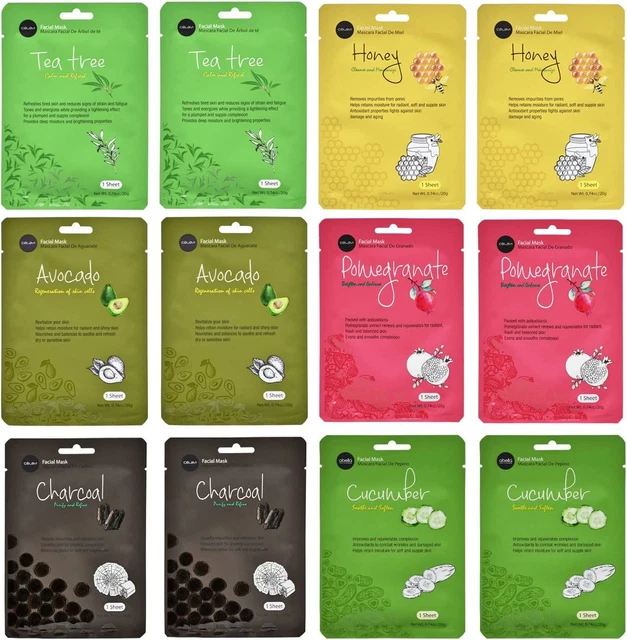 celavi Essence Facial Face Mask Paper Sheet Korea 12 Count (Pack of 1), A SET