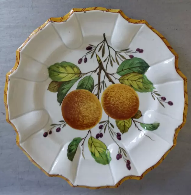 Antonibon Nove Italie assiette en faïence à décor de 2 oranges XIXème